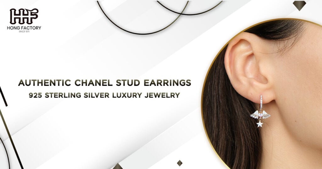 authentic chanel stud earrings 925 sterling silver luxury jewelry